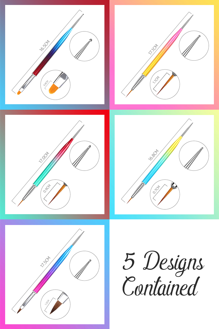 double-head nail art brush set